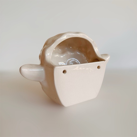 SOLD‼️‼️Vintage Cute Kitsch Baby Lamb Head Wall Pocket Vase Handmade - Picture 4 of 7